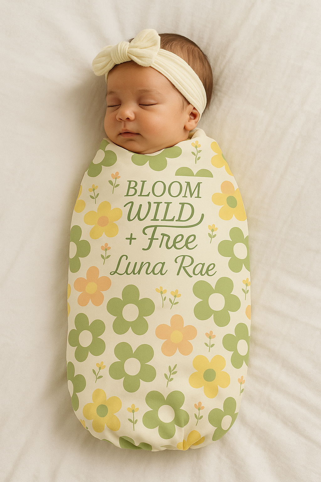 Bloom Wild + Free™ – Personalized Baby Girl Swaddle | Christian Nursery Blanket by IrieVita