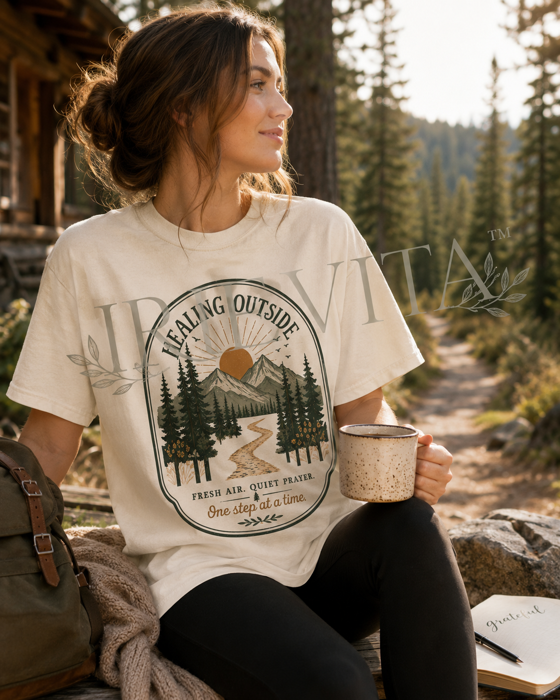 Healing Outside Shirt – Fresh Air Quiet Prayer Tee, Christian Nature Shirt, Comfort Colors Hiking Tee