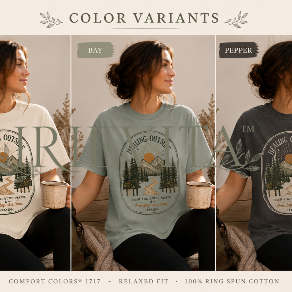 Healing Outside Shirt – Fresh Air Quiet Prayer Tee, Christian Nature Shirt, Comfort Colors Hiking Tee