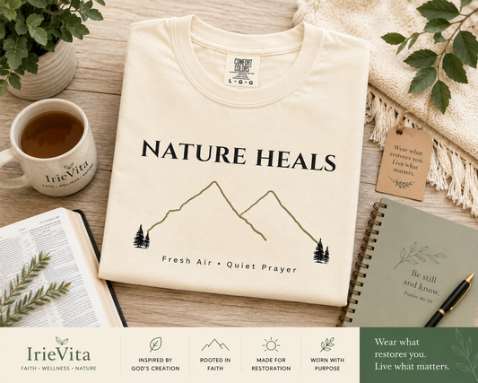Nature Heals Mountain T-Shirt | Fresh Air Quiet Prayer Tee | Nature Lover Gift